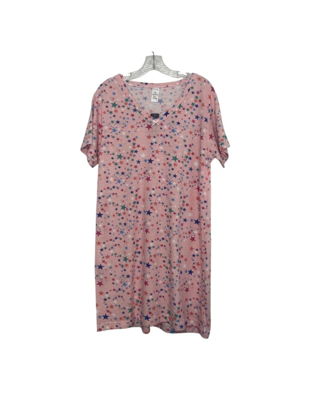 Mayfair Star Print Night Shirt Pajamas Sleep Large Pink New Cotton Blend Summer